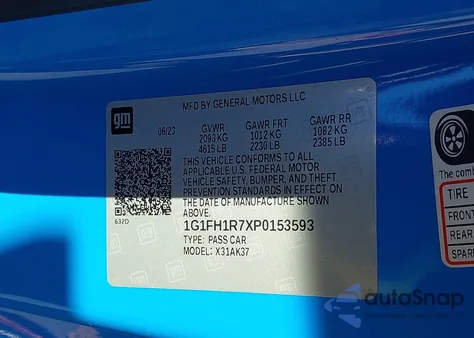 2023 Chevrolet Camaro Rwd 2Ss from USA, damaged, VIN 1G1FH1R7XP0153593